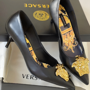 Baroque-Inspired Gold Chain Heels