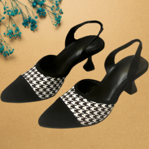 Houndstooth Black Toe Heel