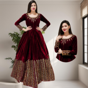 Embroidered Maxi With Trouser 2 Piece