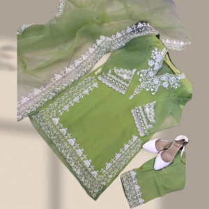 Embroidered Shirt With Embroidered Trouser & Dupatta