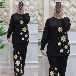 Drop Shoulder Side Printed Fleece Top